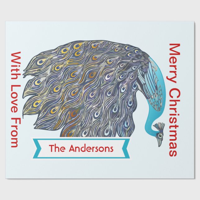 Cadeau Papier d'enveloppement de vacances Peacock personn (Plat)