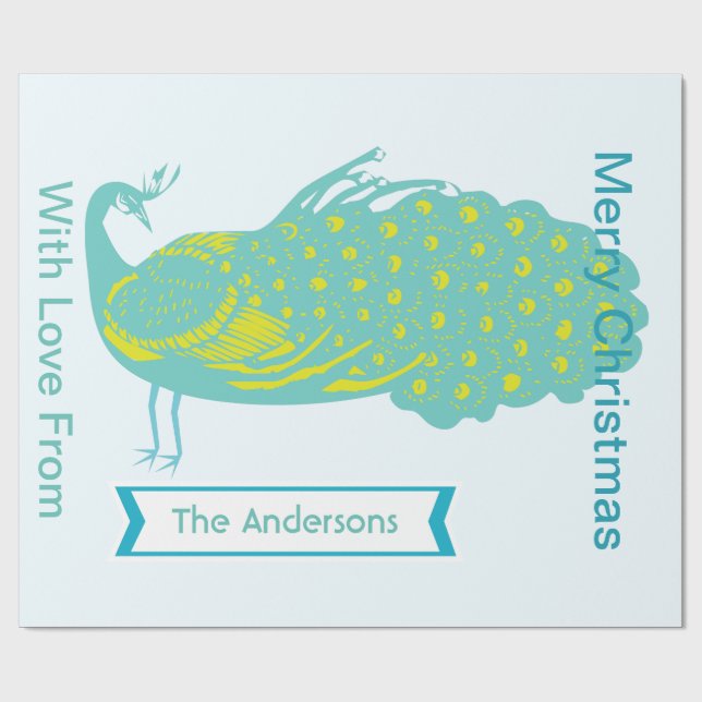 Cadeau Papier d'enveloppement de vacances Peacock personn (Plat)