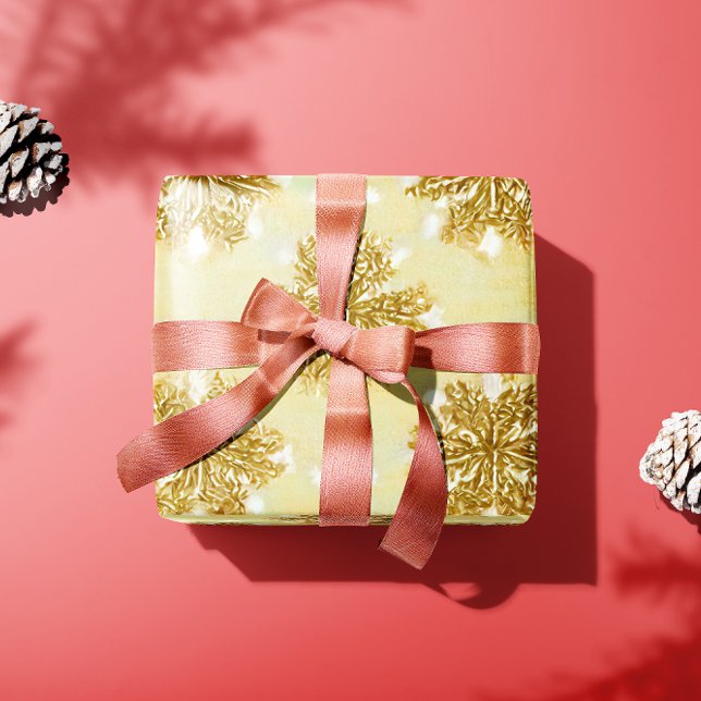 Cadeau Papier d'enveloppement de vacances Retro Gold Snow (Créateur téléchargé)