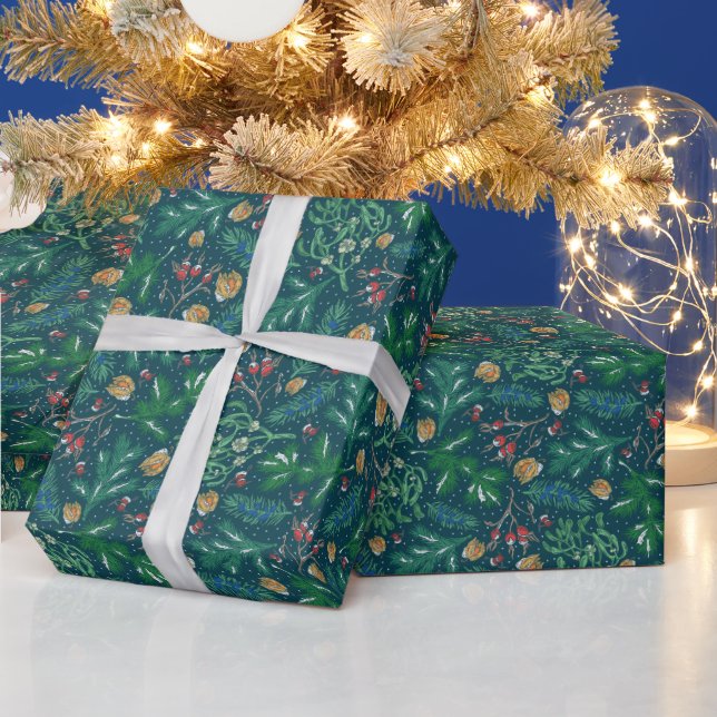 Cadeau Papier d'enveloppement de vacances vert tendance (Vacances)