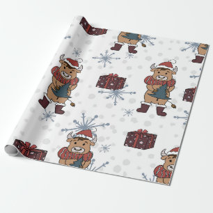 Cadeau Papier d'enveloppement de vaches de Noël