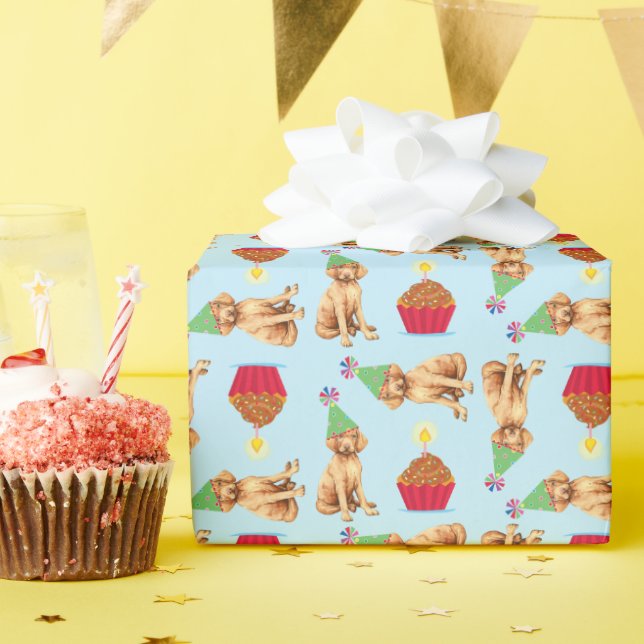 Cadeau Papier d'enveloppement de vizsla de cupcake (Fête d'anniversaire)
