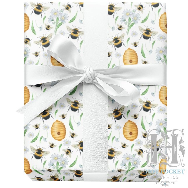 Cadeau Papier d'enveloppement des abeilles de miel floral (Créateur téléchargé)