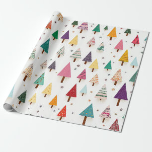 Cadeau Papier d'enveloppement des arbres de Noël rétro