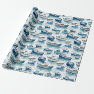 Cadeau Papier d'enveloppement des bateaux aquarelles