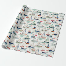 Papier d'enveloppement des bateaux aquarelles
