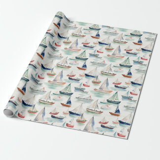 Cadeau Papier d'enveloppement des bateaux aquarelles