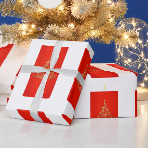 Cadeau Papier d'enveloppement des bougies rouge de Noël