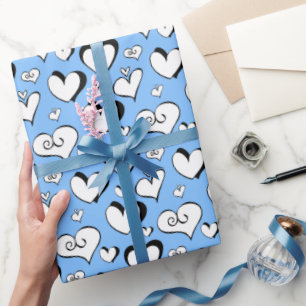Cadeau Papier d'enveloppement des Coeurs Bleus