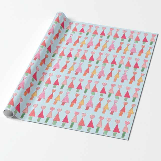 Cadeau Papier d'enveloppement des Coeurs de Noël (Déroulé)