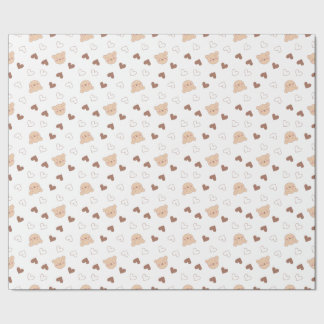 Cadeau Papier d'enveloppement des coeurs d'ours en peluch