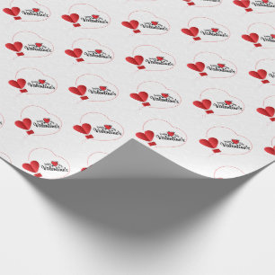 Cadeau Papier d'enveloppement des coeurs Heureuses Sainte