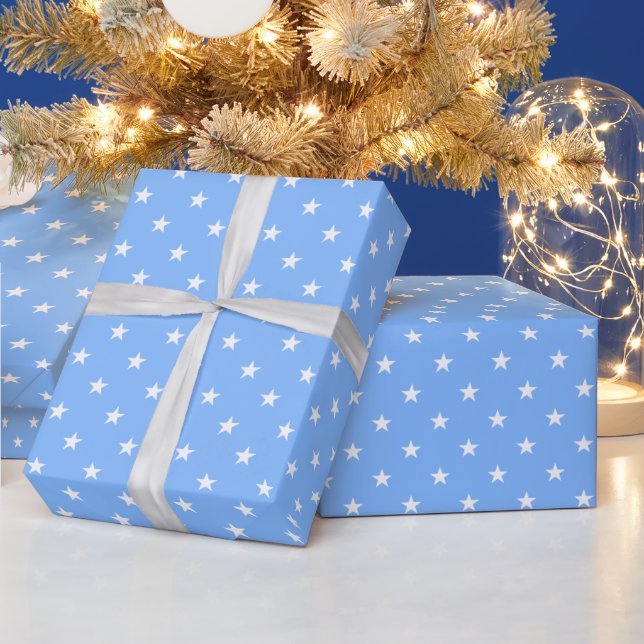 Cadeau Papier d'enveloppement des étoiles bleues (Vacances)