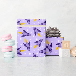 Cadeau Papier d'enveloppement des fusées rétro violet
