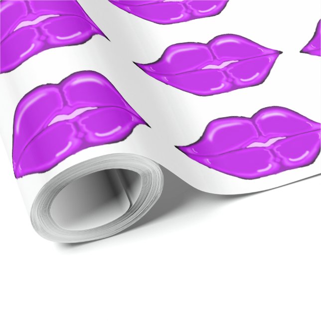 Cadeau Papier d'enveloppement des lèvres violettes (Coin rond)