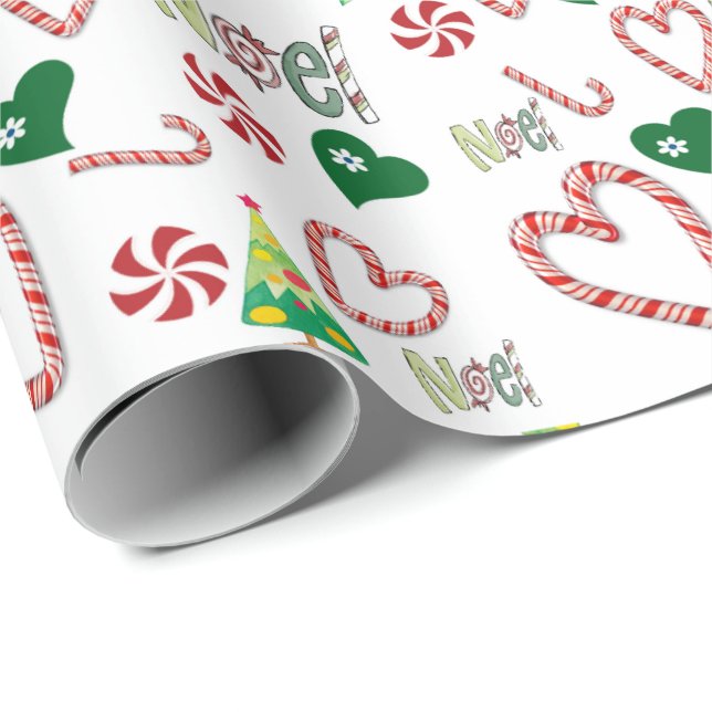 Cadeau Papier d'enveloppement des Sucres de canne Noel Bl (Coin rond)