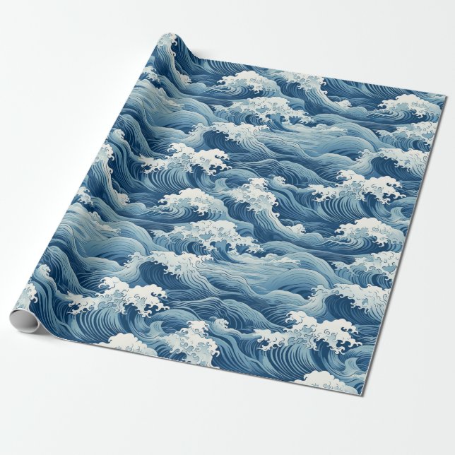 Cadeau Papier d'enveloppement des vagues océaniques (Déroulé)