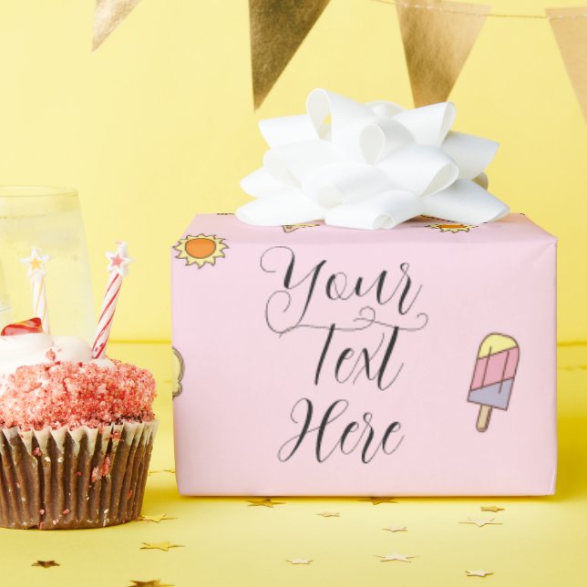 Cadeau Papier d'enveloppement d'été bleu rose et orange O (Fête d'anniversaire)