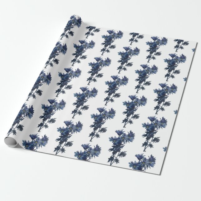 Cadeau Papier d'enveloppement d'été Bouquet bleu (Déroulé)