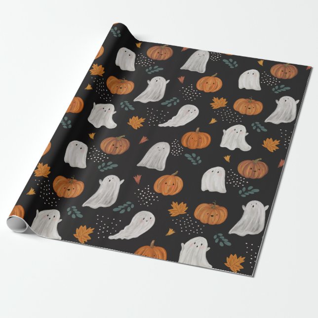 Cadeau Papier d'enveloppement d'Halloween - Fantômes, Cit (Déroulé)