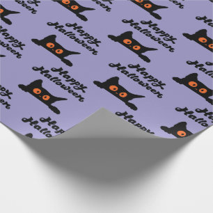 Cadeau Papier d'enveloppement d'Halloween violet avec cha