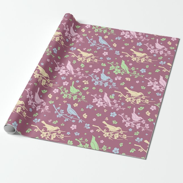 Cadeau Papier d'enveloppement d'oiseaux (Déroulé)
