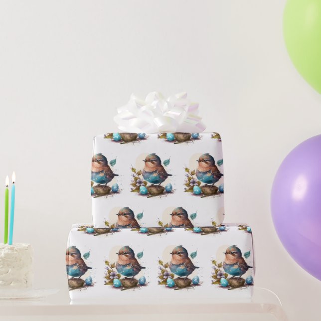 Cadeau Papier d'enveloppement d'oiseaux aquarelle adorabl (Cadeaux de fête)