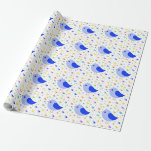 Cadeau Papier d'enveloppement d'oiseaux bleu