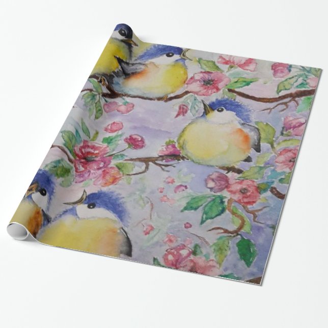 Cadeau Papier d'enveloppement d'oiseaux mignons (Déroulé)