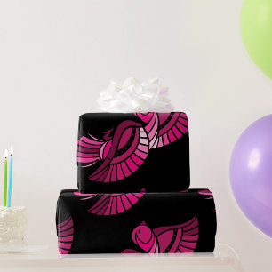 Cadeau Papier d'enveloppement d'oiseaux rose