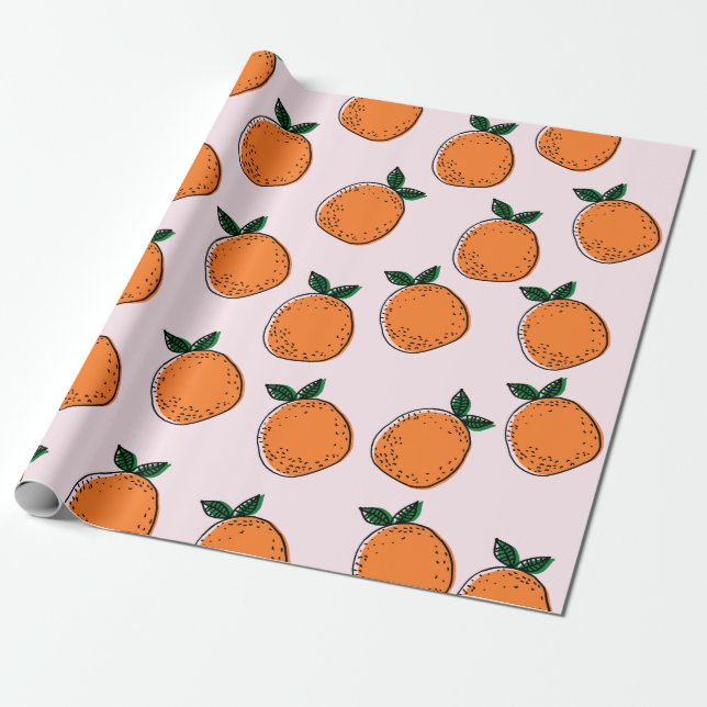 Cadeau Papier d'enveloppement d'oranges mignonnes (Déroulé)