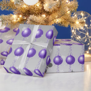 Cadeau Papier d'enveloppement d'ornement de Noël mauve fa