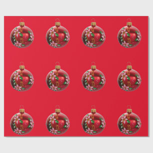 Cadeau Papier d'enveloppement d'ornements rouges