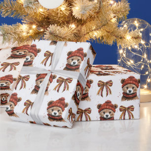 Cadeau Papier d'enveloppement d'ours de Noël d'hiver