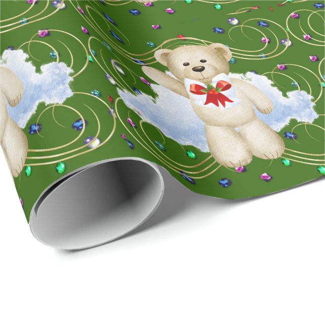 Cadeau Papier d'enveloppement d'ours en peluche de Noël (Coin rond)