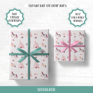 Cadeau Papier d'enveloppement Dreamy Unicorn et Châteaux