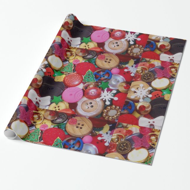 Cadeau Papier d'enveloppement du bouton de Noël (Déroulé)