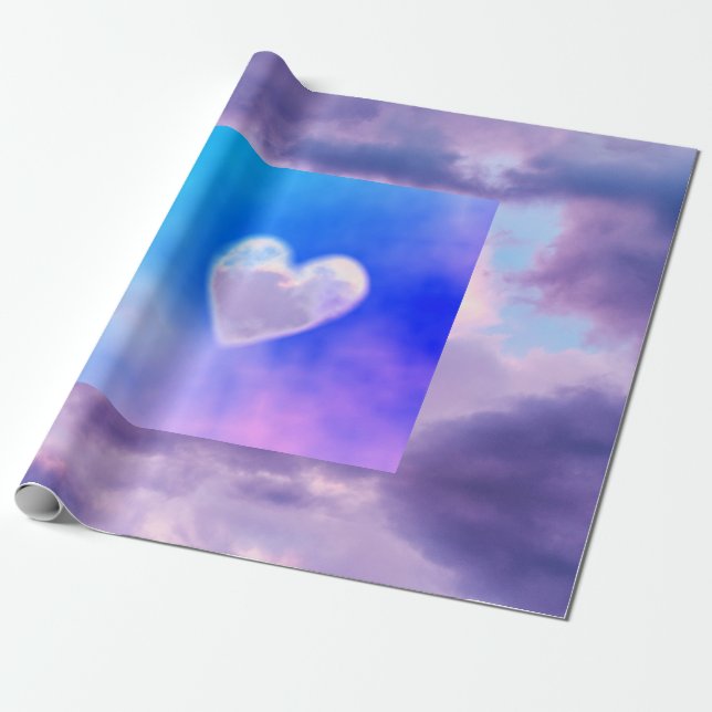 Cadeau Papier d'enveloppement du coeur de nuage PERSONNAL (Déroulé)