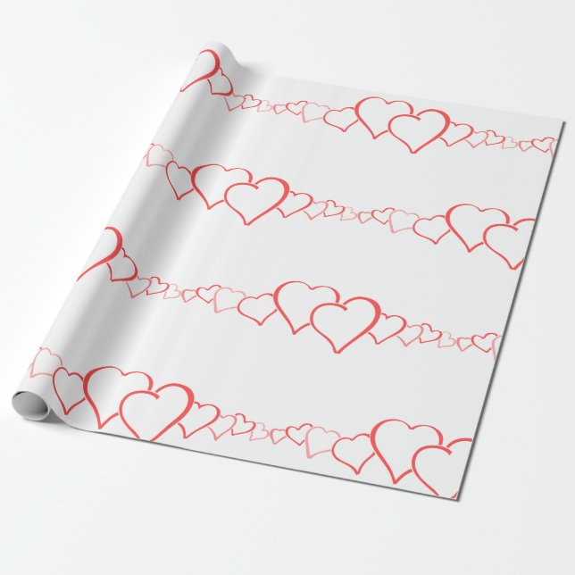 Cadeau Papier d'enveloppement du coeur ROUGE et BLANC PER (Déroulé)