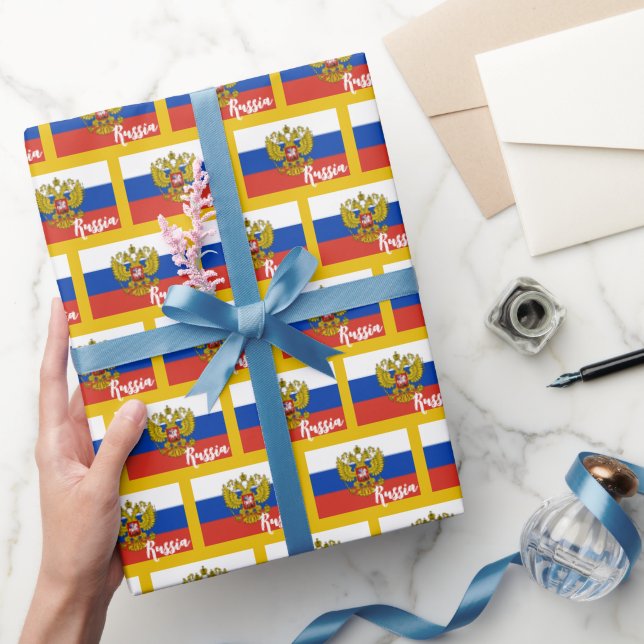 Cadeau Papier d'enveloppement du drapeau russe, Golden, R (Cadeaux)