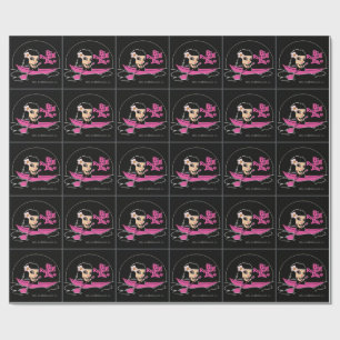 Cadeau Papier d'enveloppement du logo de canoë rose BRJ