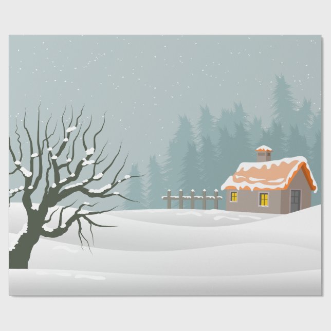 Cadeau Papier d'enveloppement du paysage d'hiver (Plat)