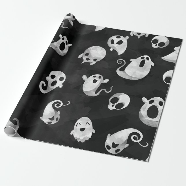 Cadeau Papier d'enveloppement éffrayant de fête d'Hallowe (Déroulé)