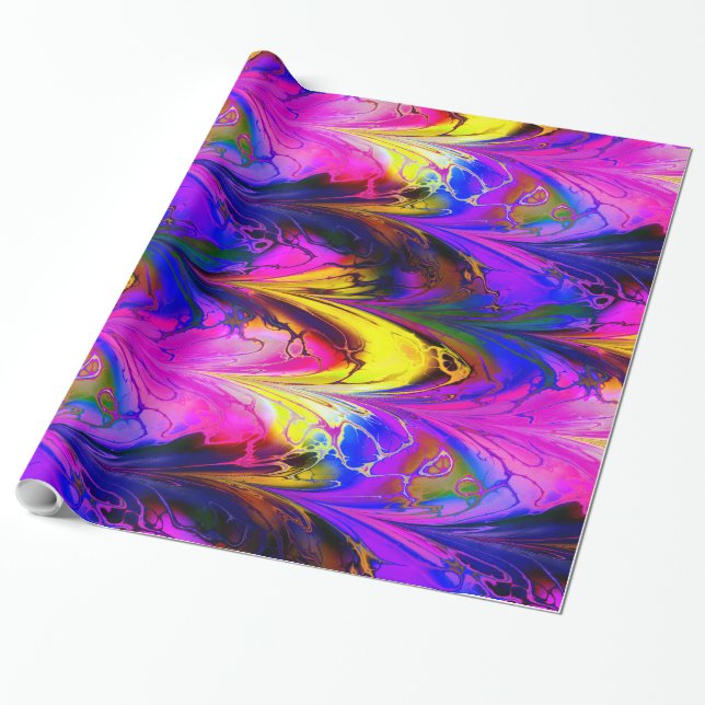 Cadeau Papier d'enveloppement en marbre fractal 7A (Déroulé)