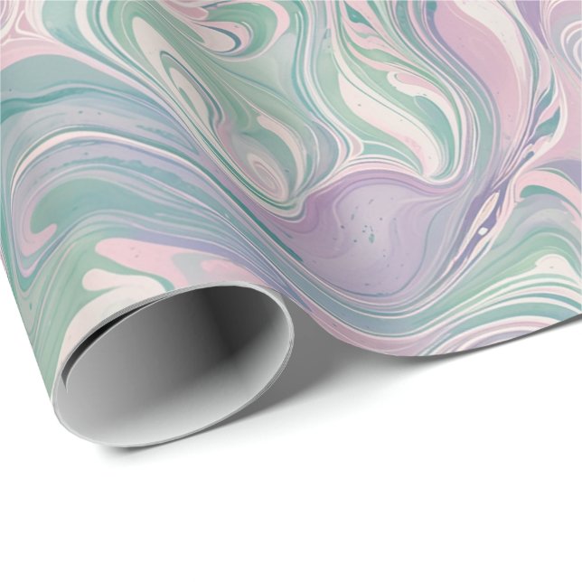 Cadeau Papier d'enveloppement en marbre pastel (Coin rond)