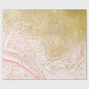 Cadeau Papier d'enveloppement en marbre rose et Rose