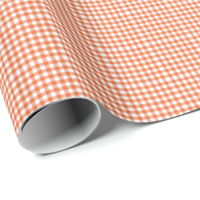 Cadeau Papier d'enveloppement En vichy orange (Coin rond)