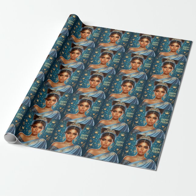 Cadeau Papier d'enveloppement Esther Blue Purim (Déroulé)