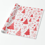 Cadeau Papier d'enveloppement Festive Red Christmas Tree<br><div class="desc">Faites ressortir vos cadeaux cette période de fêtes avec notre papier d'enveloppement Festive Red Christmas Tree ! Doté d'un délicieux motif d'arbres de Noël rouges, ce papier d'emballage ajoute une touche joyeuse et élégante à vos cadeaux. Le rouge vif contre l’arrière - plan blanc croustillant crée une esthétique de vacances...</div>