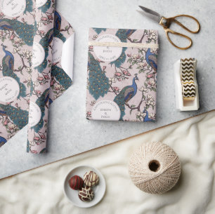 Cadeau Papier d'enveloppement Fiançailles floral